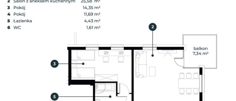 Widokowy apartament, 65,60 m2 , ul. Putry Suwałki