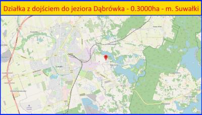 Dąbrówka koło Suwałk,  działka z linią j. Dąbrówka - 0,3000 ha