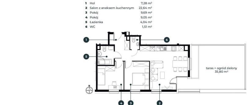 Nowoczesny apartament 54,21 m2, ul. Putry, Suwałki 