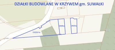 Krzywe gm. Suwałki, działki dudowlane 0.1463, 0.1494, 0.6326 ha