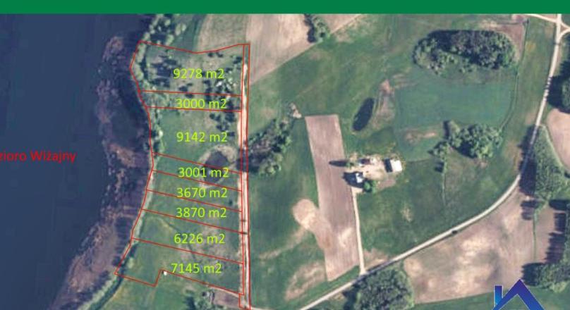 Wiżajny, działka z linią brzegową- Suwalszczyzna.