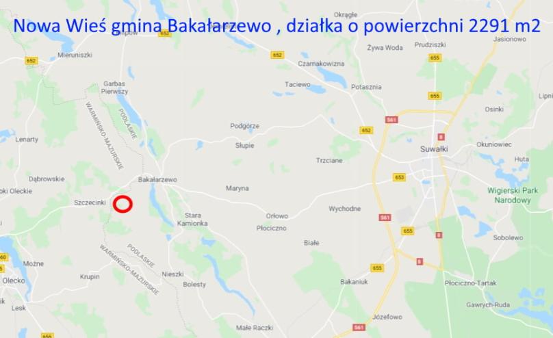 Nowa Wieś gmina Bakałarzewo, działka na sprzedaż,2291 m2.